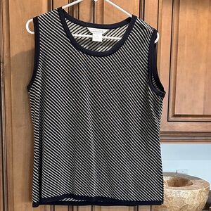 Misook Blue & gold Striped sleeveless Top